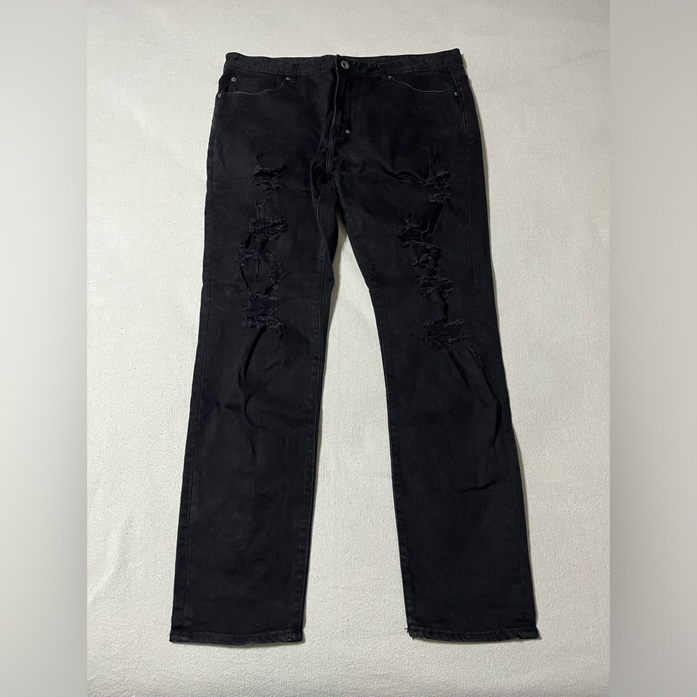AKOO No Rivals Mens Tag 40 Actual 39x31 Distressed Jeans Black